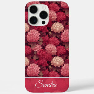 16 Pro Max Funda personalizada para iPhone con hortensias ros