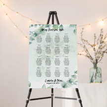 16 Tabla de sentados de color verde de mesa Eucaly
