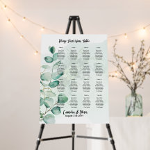 16 Tabla de sentados de color verde de mesa Eucaly