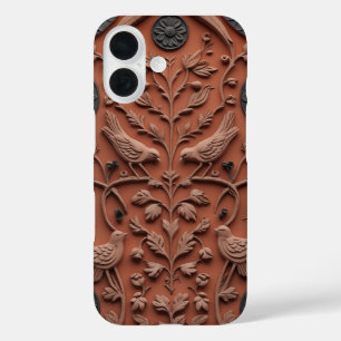 16 Terracotta Tile Folk Art iPhone 15 Pro Funda - Ind