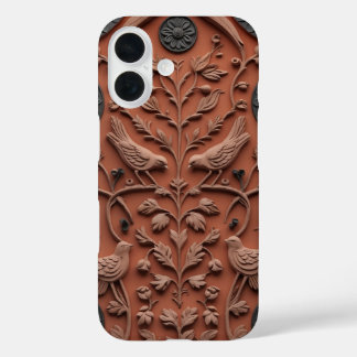 16 Terracotta Tile Folk Art iPhone 15 Pro Funda - Ind