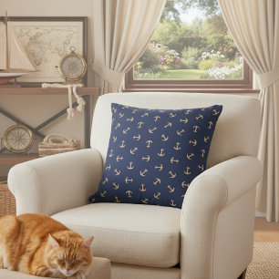 16x16 almohada de anclaje azul y dorado para Sofa