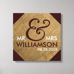 16x16 Burlap Boda de lienzo envuelto