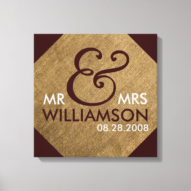 16x16 Burlap Boda de lienzo envuelto (Anverso)