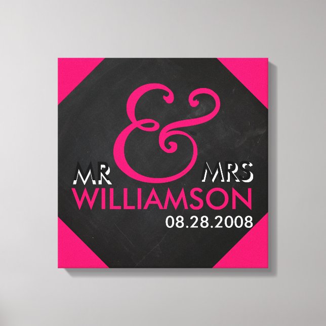 16x16 Chalkboard Boda de lienzo envuelto arte de f (Anverso)