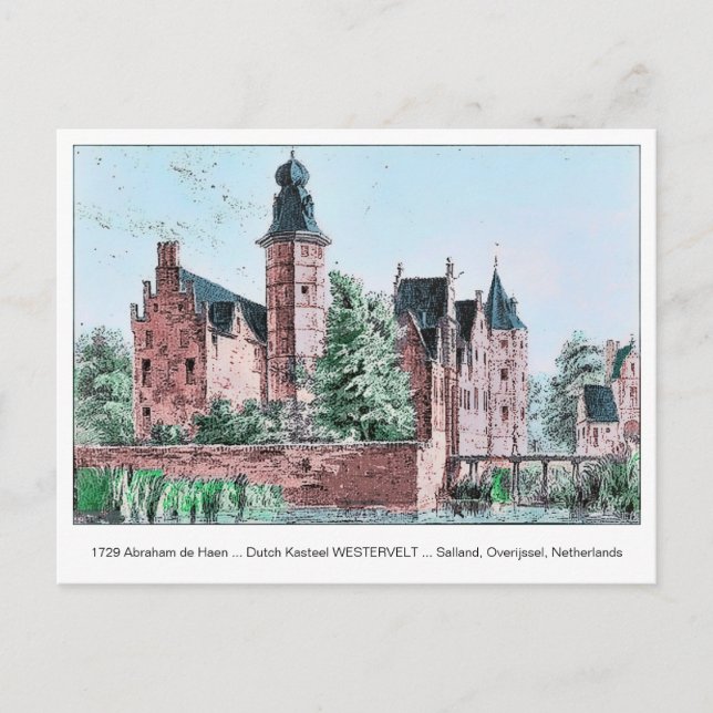 1729 A. de Haen holandés Kasteel WESTERVELT Postal (Anverso)