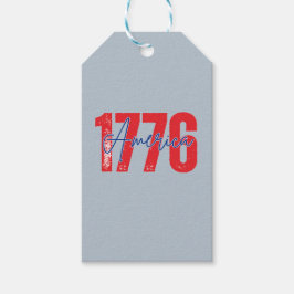 "1776 América" Sofisticada etiqueta de regalo azul