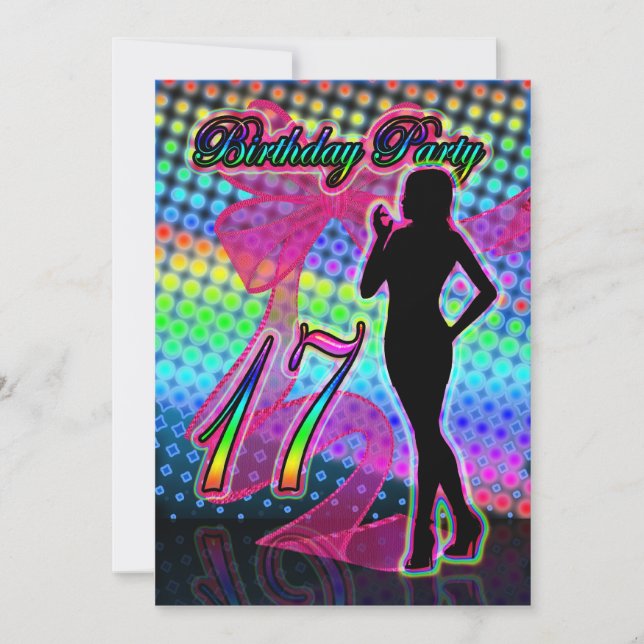 17.ª Invitación A La Fiesta De Cumpleaños, Neon Co (Anverso)