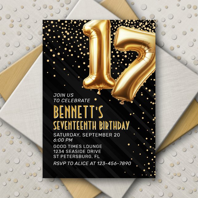 17.ª invitación de oro negro a los cumpleaños (Subido por el creador)