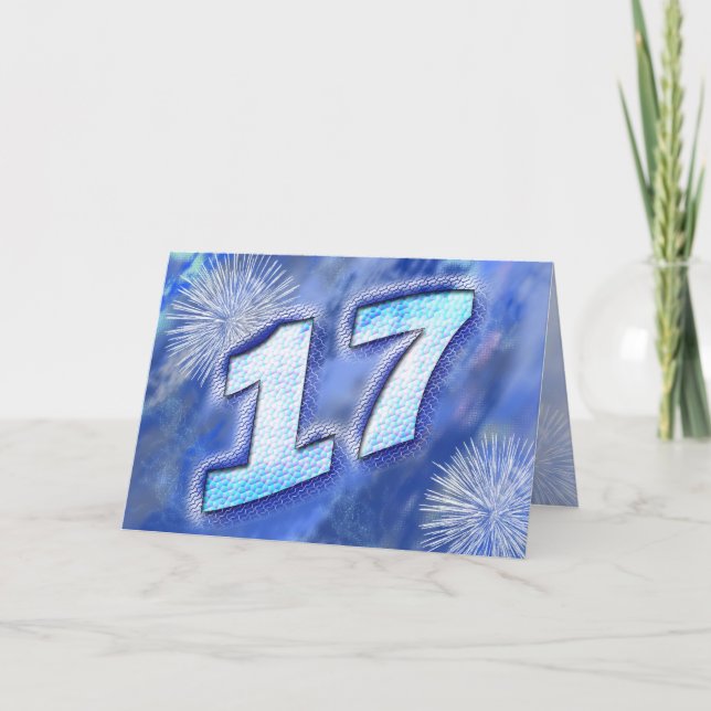 17.ª tarjeta de cumpleaños con fuegos artificiales (Anverso)