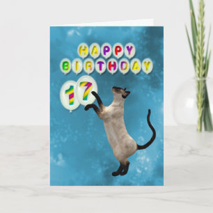 17.ª tarjeta de cumpleaños con gatos siameses