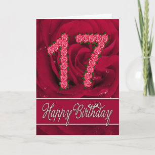 17.ª tarjeta de cumpleaños con rosas y hojas