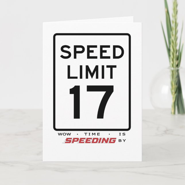 17.ª tarjeta de cumpleaños de límite de velocidad (Anverso)
