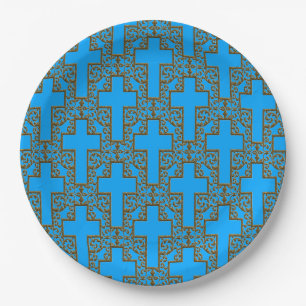 17 PLATOS FIESTAS Blue/Gold-PAPER