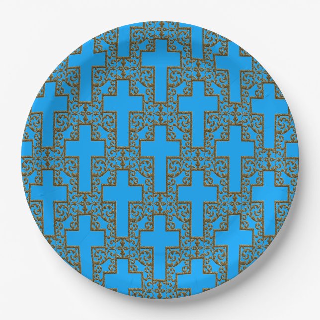 17 PLATOS FIESTAS Blue/Gold-PAPER (Anverso)