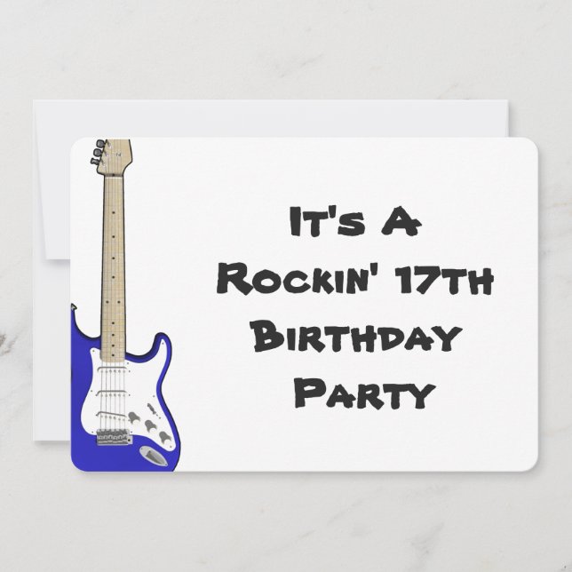17mo Guitarra de la invitación del cumpleaños, (Anverso)