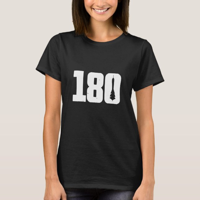 180 Darts Retro Dart Lanzando camiseta (Anverso)
