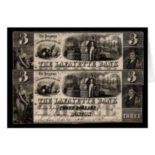1837 Lafayette Bank: Nota de tres dólares