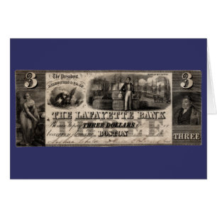 1837 Lafayette Bank: Nota de tres dólares
