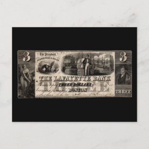 1837 Lafayette Bank: Nota de tres dólares
