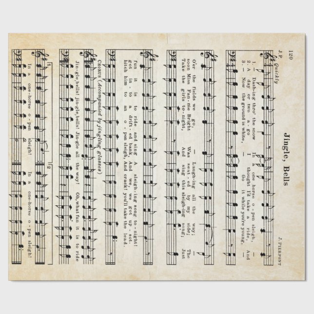 1850 Edición Jingle Bells Papel de envolvimiento d (Costura)