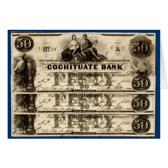 1853 Cochituate 50 Dólares Nota (Anverso (Horizontal))