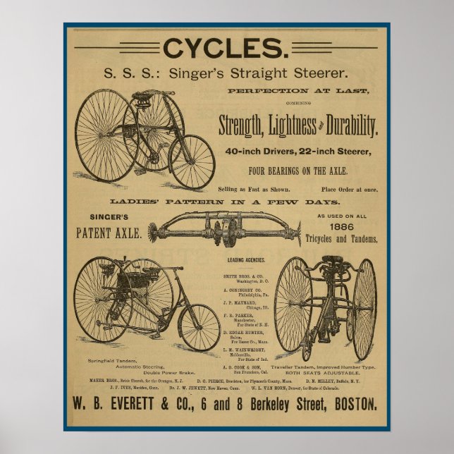 1886 Poster de Arte Ad Art de la Revista de Bicicl (Frente)