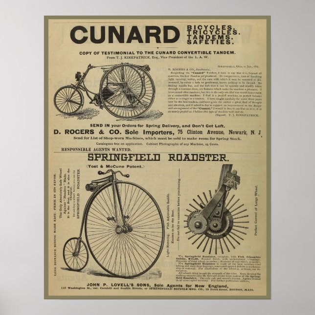 1887 Poster de Arte Ad Art de la Revista de Bicicl (Frente)