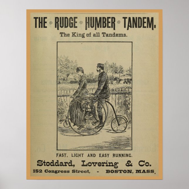 1887 Poster de Arte y Revista de Bicicletas Rudge  (Frente)