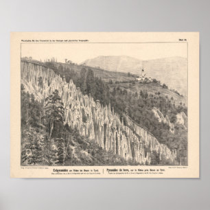 1889 Pirámides de tierra en Ritten Arte vintage de