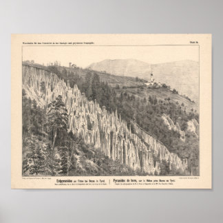1889 Pirámides de tierra en Ritten Arte vintage de