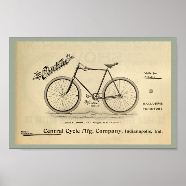 1894 El Poster de Arte y Bicicleta Central (Frente)
