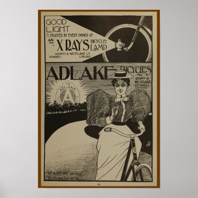 1896 Poster de Arte y Revista de Bicicletas Adlake (Frente)