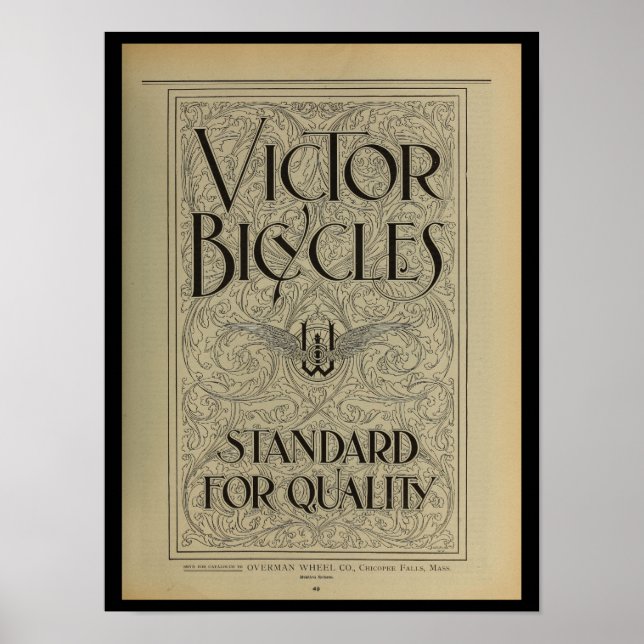 1896 Poster de Arte y Revista de Bicicletas Víctor (Frente)