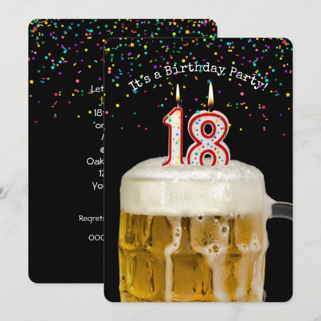 18.ª Invitación a la fiesta de las velas de cumple (Anverso / Reverso)