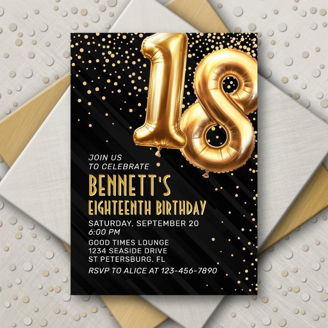 18.ª invitación de oro negro a los cumpleaños (Subido por el creador)