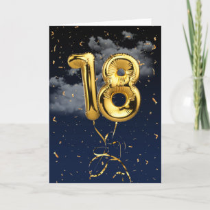 18.ª Tarjeta de Confetti y globo de oro de oro