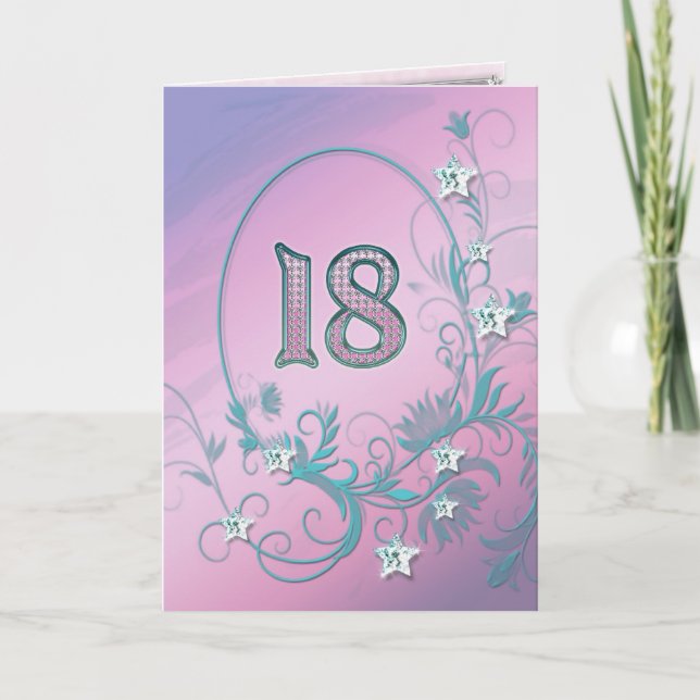 18.ª tarjeta de cumpleaños con estrellas de diaman (Anverso)