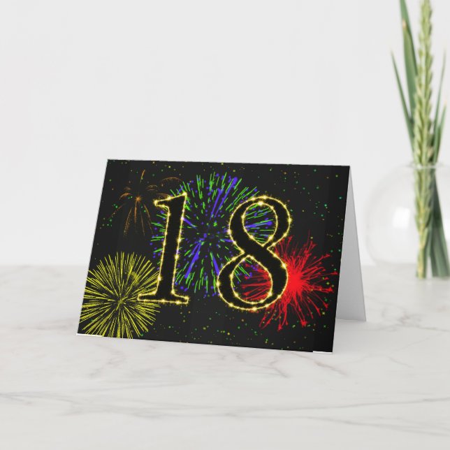 18.ª tarjeta de cumpleaños con fuegos artificiales (Anverso)
