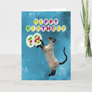18.ª tarjeta de cumpleaños con gatos siameses