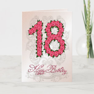 18.ª tarjeta de cumpleaños con rosas y hojas
