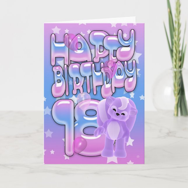 18.ª tarjeta de cumpleaños linda con un pequeño zo (Anverso)