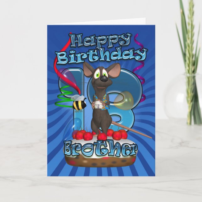 18.ª Tarjeta De Cumpleaños Para Hermano - Ratón Fu (Anverso)