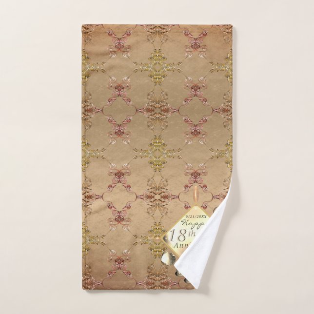 18° aniversario de Boda ocular de gato (Toalla de mano)