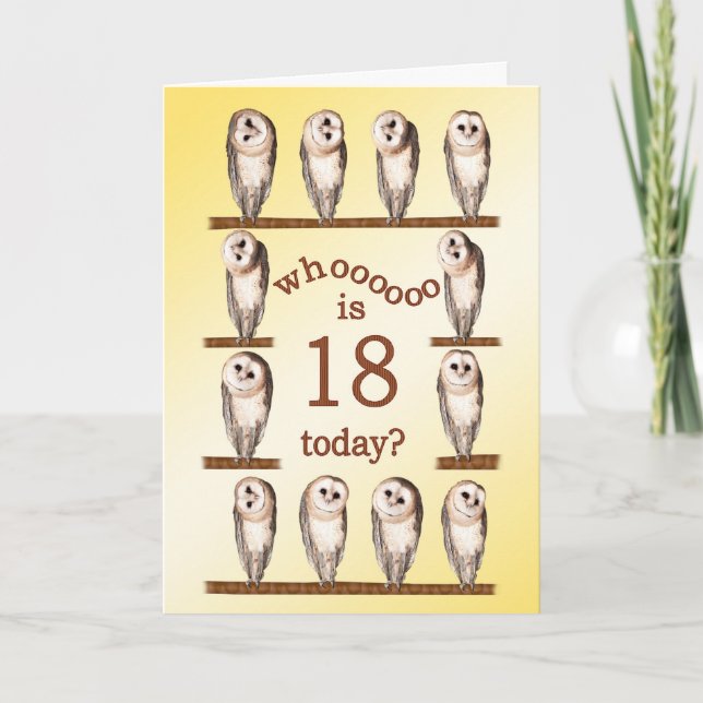 18 cumpleaños, tarjeta Curious owls. (Anverso)
