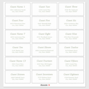 18 Etiquetas de dirección de invitado Pegatina ver