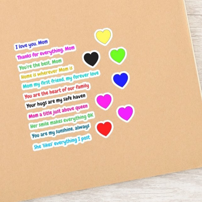 18 PCS: Pegatinas de mensajes de amor para mamás ( (Appreciation mom stickers
)