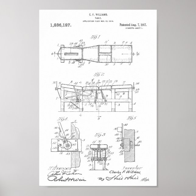 1917 Impresión del arte de la patente de la tabla  (Frente)
