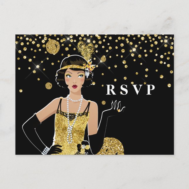 1920 gatsby chica de flapper por tarjeta postal de (Anverso)
