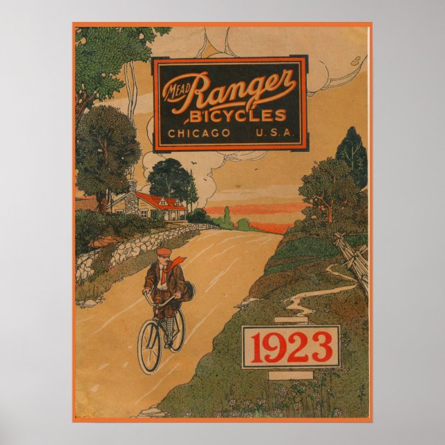 1923 Poster De Arte Y Bicicletas Vintage Mead Rang (Frente)